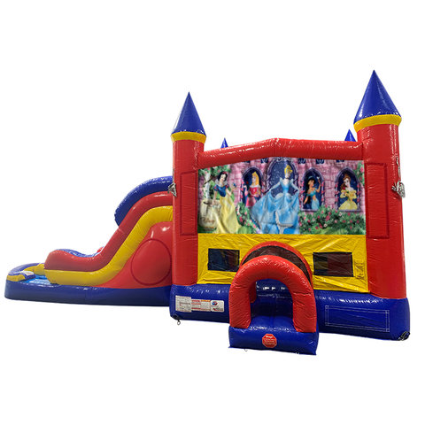 Disney Princess Double Lane Dry Slide with Bounce House