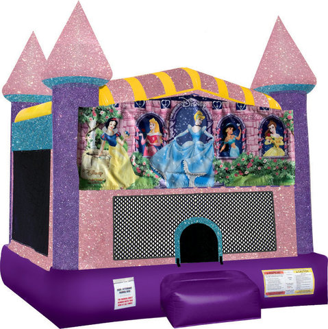Disney Princess Inflatable  bounce house with Basketball Goal Pink