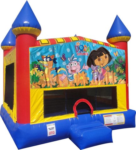 Dora Inflatable bounce house with Basketball Goal