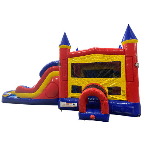 A-Double Lane Dry Slide with Bounce House