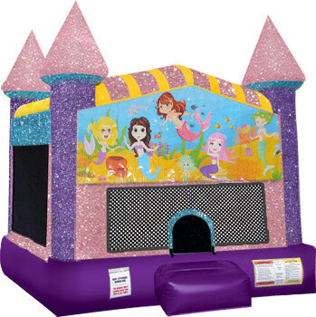 Mermaids Inflatable bounce house with Basketball Goal Pink