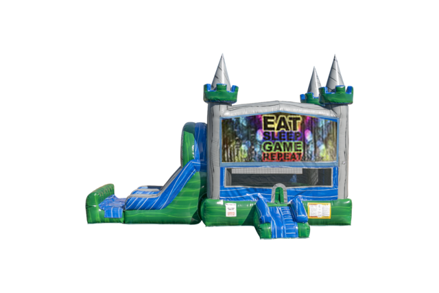 Eat, Sleep, Play Games Emerald combo Double Lane Wet/Dry with Bounce House