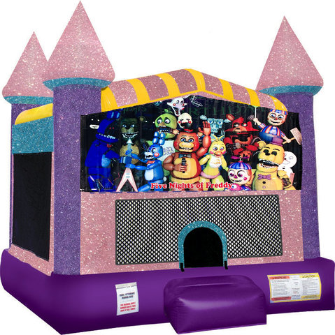 Five Nights of Freddy Inflatable bounce house with Basketball Goal Pink