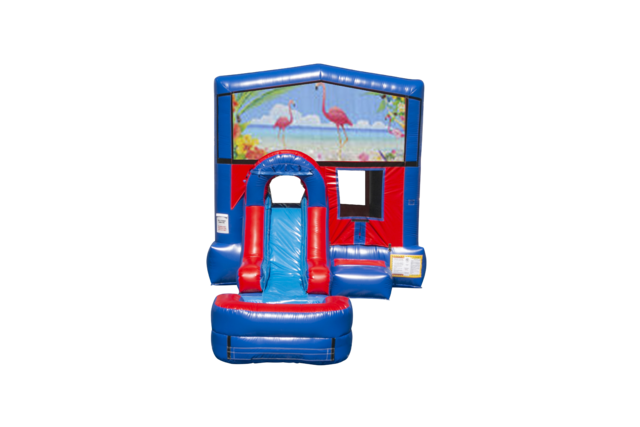 Flamingos Ez front slide bounce house combo
