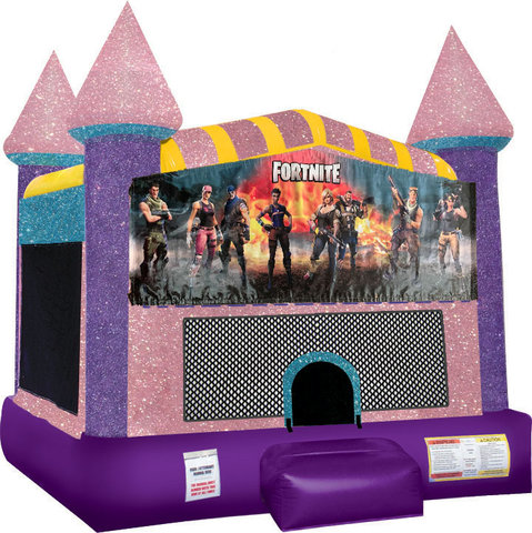 Fortnite Inflatable bounce house with Basketball Goal Pink