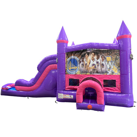 Golden State Warriors Dream Double Lane Wet/Dry Slide with Bounce House