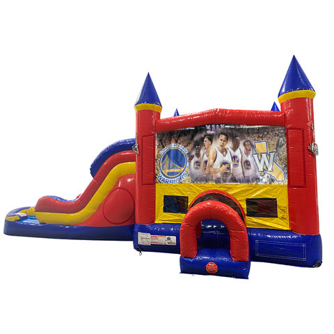 Golden State Warriors Double Lane Dry Slide with Bounce House