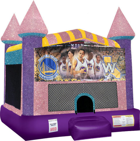 Golden State Warriors Inflatable bounce house with Basketball Goal Pink