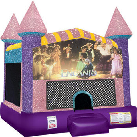 Encanto Inflatable Bounce house with Basketball Goal Pink