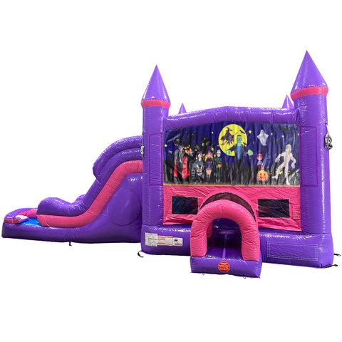 Halloween 2 Dream Double Lane Wet/Dry Slide with Bounce House