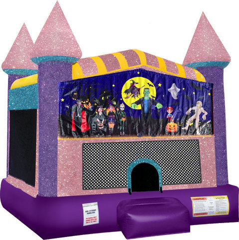 Halloween 2 Inflatable bounce house with Basketball Goal Pink