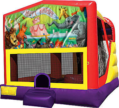 Happy Birthday Animals 4in1 Inflatable Bounce House