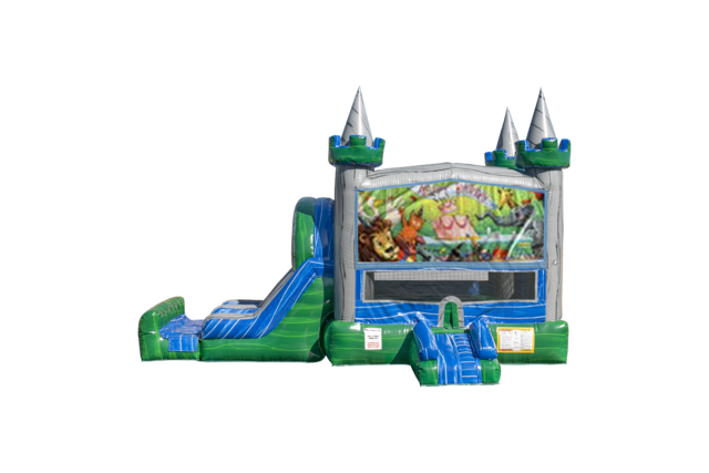 Happy Birthday Animals Emerald combo Double Lane Wet/Dry with Bounce House