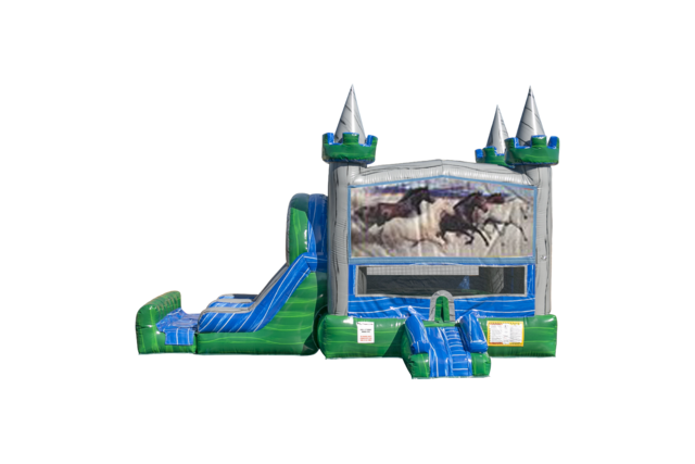 Horses Emerald combo Double Lane Wet/Dry with Bounce House