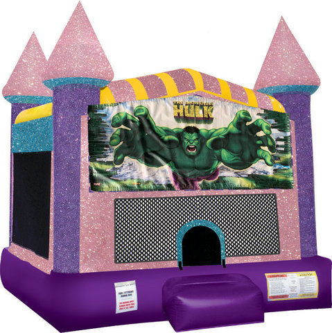Hulk Inflatable bounce house with Basketball Goal Pink