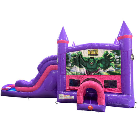 Hulk Dream Double Lane Wet/Dry Slide with Bounce House