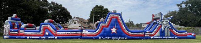 108 Ft Patriot Challenge Obstacle course with 40ft, Rock Climb and warp wall
