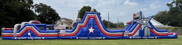 98 Ft Patriot Challenge Obstacle course with 30ft, Rock Climb and warp wall