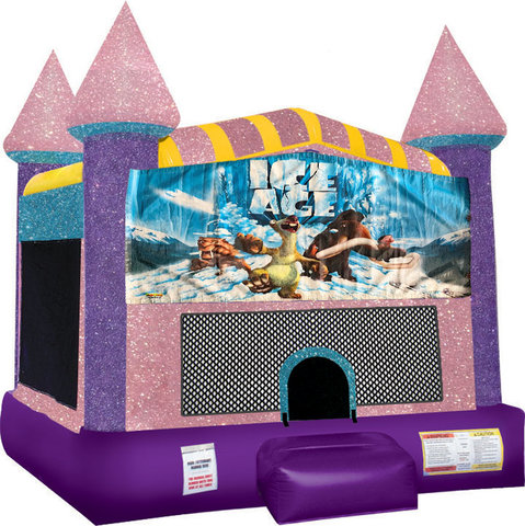 Ice Age Inflatable Bounce house with Basketball Goal Pink