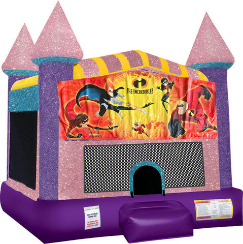 Incredibles Inflatable bounce house with Basketball Goal pink