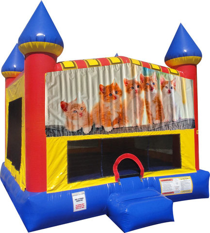 Kitty Cats Inflatable Bounce house with Basketball Goal