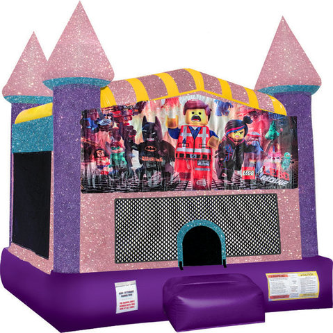 LEGOs Inflatable Bounce house with Basketball Goal Pink