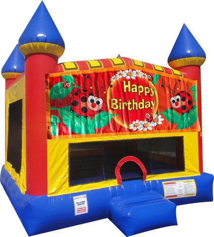 Ladybug Inflatable Bounce house with Basketball Goal
