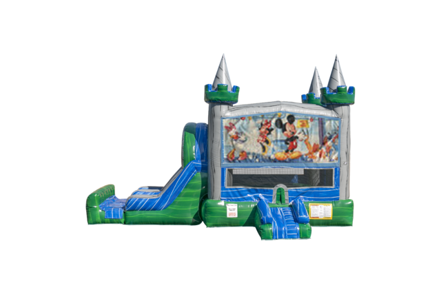 Mickey Mouse Emerald combo Double Lane Wet/Dry with Bounce House