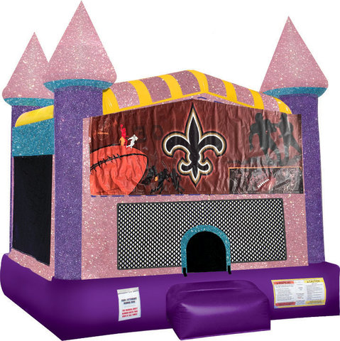 NOLA Inflatable bounce house with Basketball Goal Pink