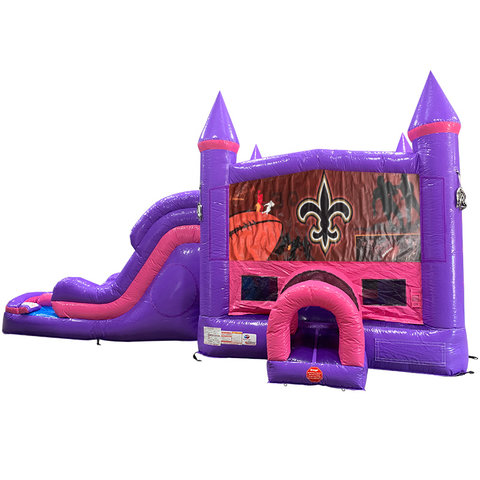 NOLA Dream Double Lane Wet/Dry Slide with Bounce House