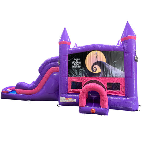 Nightmare Before Christmas Dream Double Lane Wet/Dry Slide with Bounce House