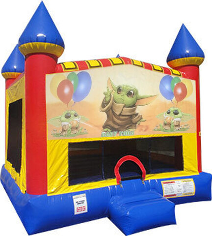 Baby Yoda Inflatable Bounce house with Basketball Goal