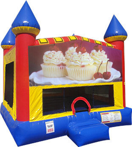 Cupcakes Inflatable Bounce house with Basketball Goal