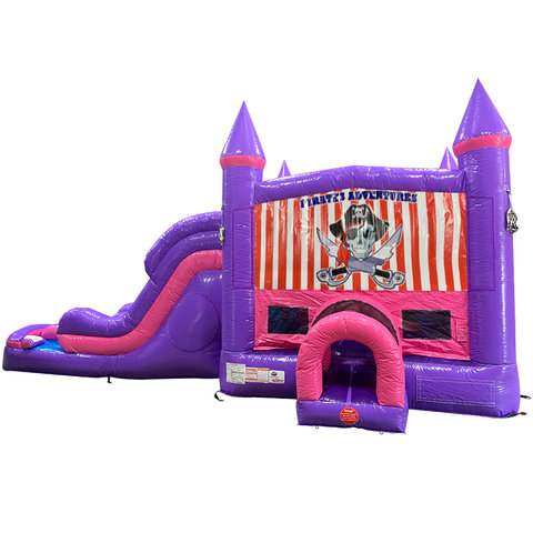 Pirates Adventure Dream Double Lane Wet/Dry Slide with Bounce House