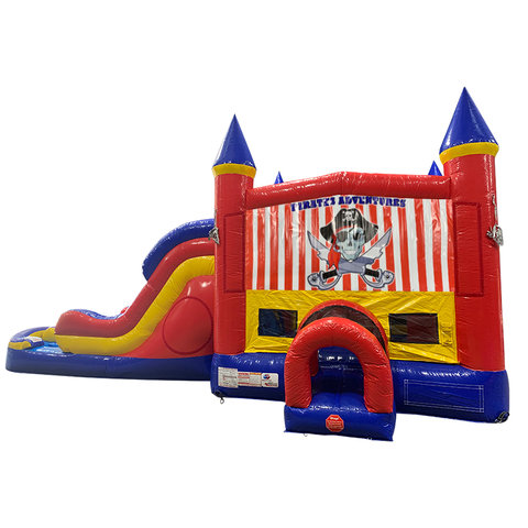 Pirates Adventure Double Lane Water Slide with Bounce House