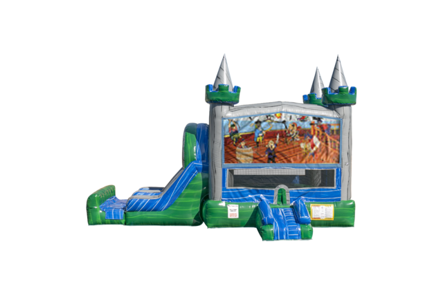 Pirates Emerald combo Double Lane Wet/Dry with Bounce House