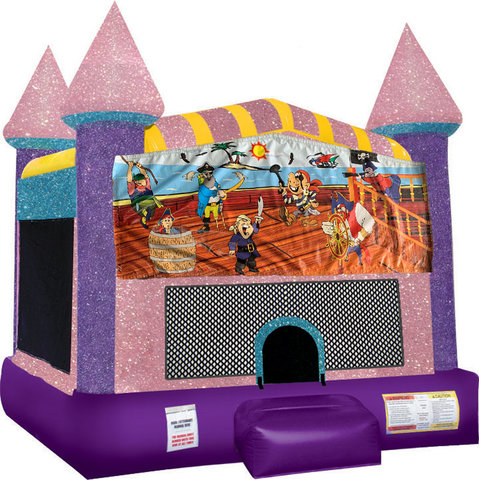 Pirates Inflatable bounce house with Basketball Goal Pink
