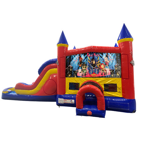 Rock Star Double Lane Dry Slide with Bounce House
