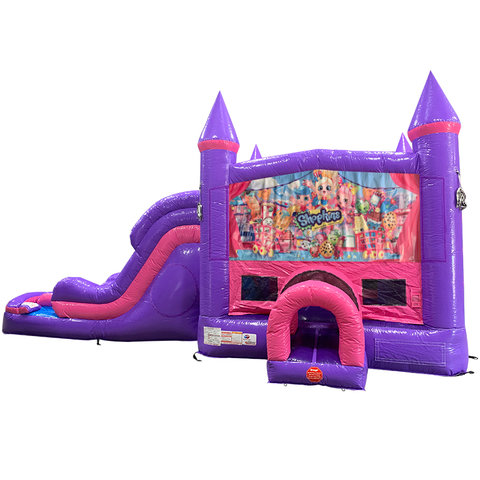 Shopkins Dream Double Lane Wet/Dry Slide with Bounce House
