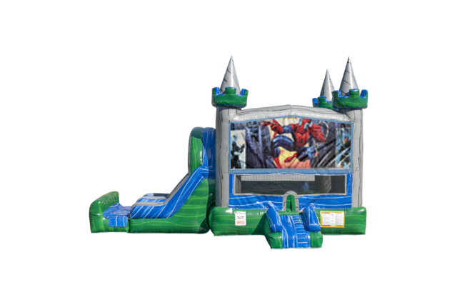 Spiderman Emerald combo Double Lane Wet/Dry with Bounce House