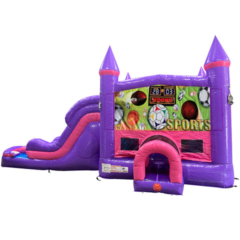 Sports Dream Double Lane Wet/Dry Slide with Bounce House