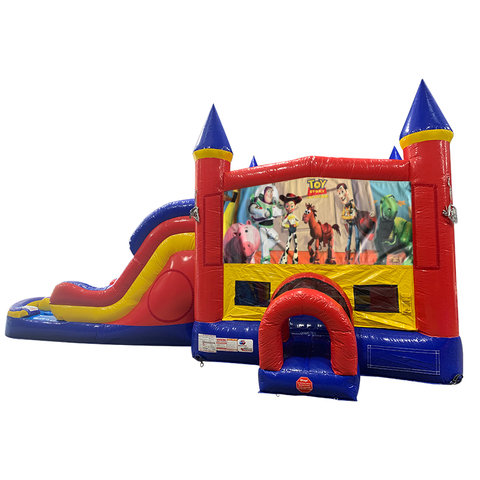 Toy Story Double Lane Water Slide with Bounce House