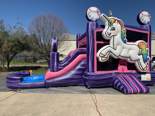 1-Unicorn 3 in 1 water slide combo Bounce House rental