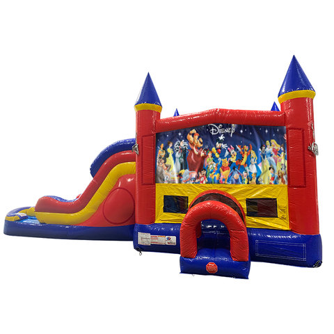 World of Disney Double Lane Dry Slide with Bounce House