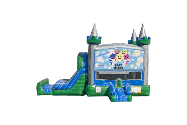 Baby Shark Emerald combo Double Lane Wet/Dry with Bounce House