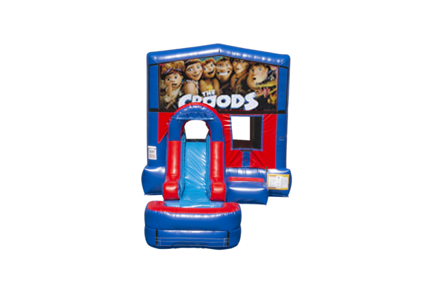 The Croods ez front slide bounce house combo