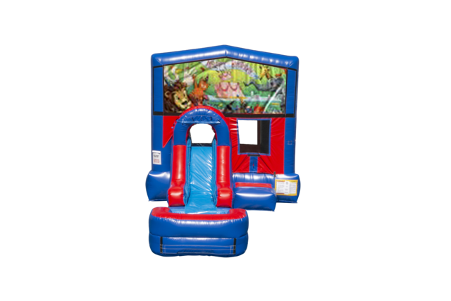 Happy Birthday Animals Ez front slide bounce house combo