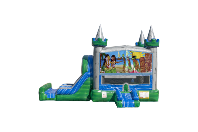 Luau Emerald combo Double Lane Wet/Dry with Bounce House