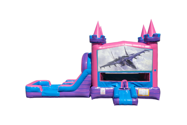 Fighter Jets Lucky princess combo Double Lane Wet/Dry with Bounce House 