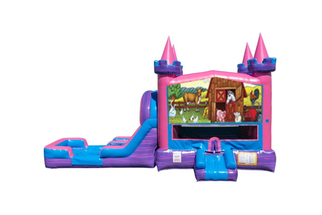 My Little Farm Lucky princess combo Double Lane Wet/Dry with Bounce House 